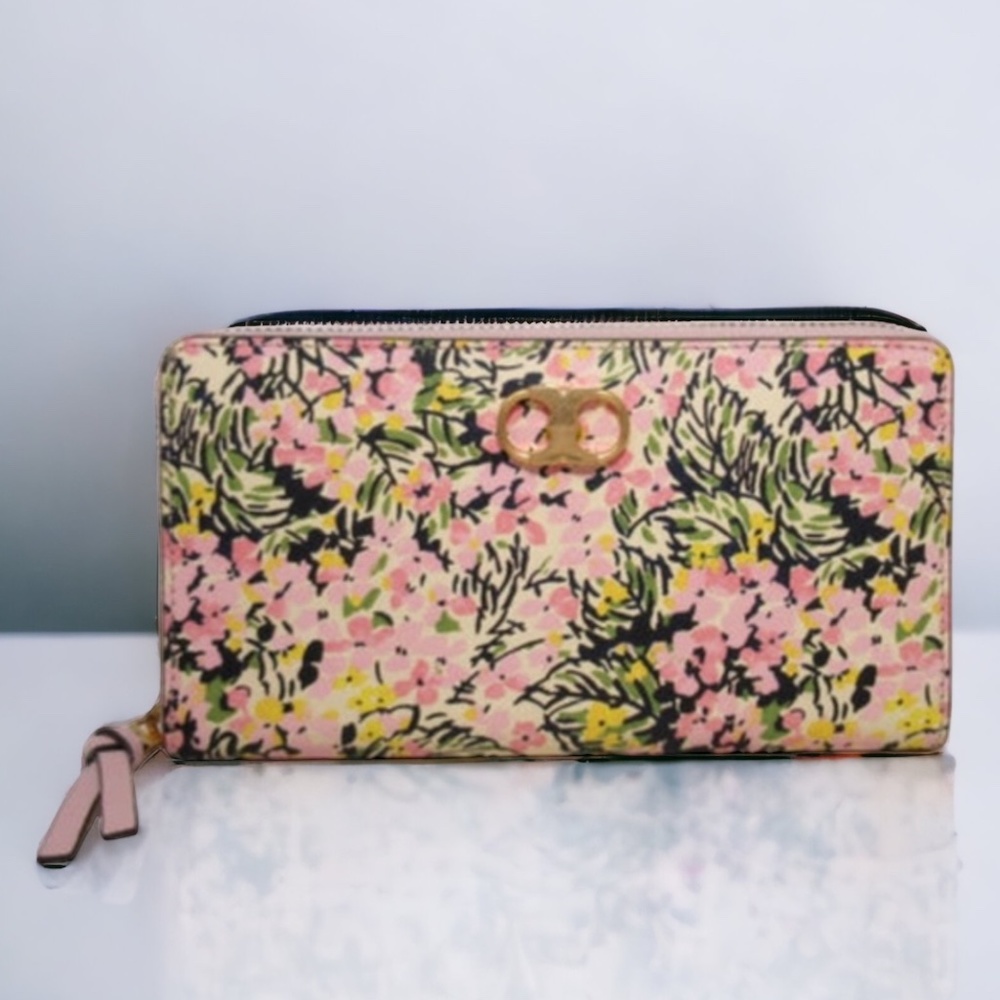 NWT Tory Burch Wallet Gemini Link zip continental flower field brand new tag